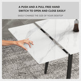 7 Piece 62.9 inch to 94.4 inch Extendable Dining Table Set with Sintered Stone Top 6 Chairs