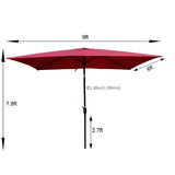 6 x 9ft Patio Umbrella Outdoor Waterproof Umbrella with Crank and Push Button Tilt without flap for Garden Backyard Pool