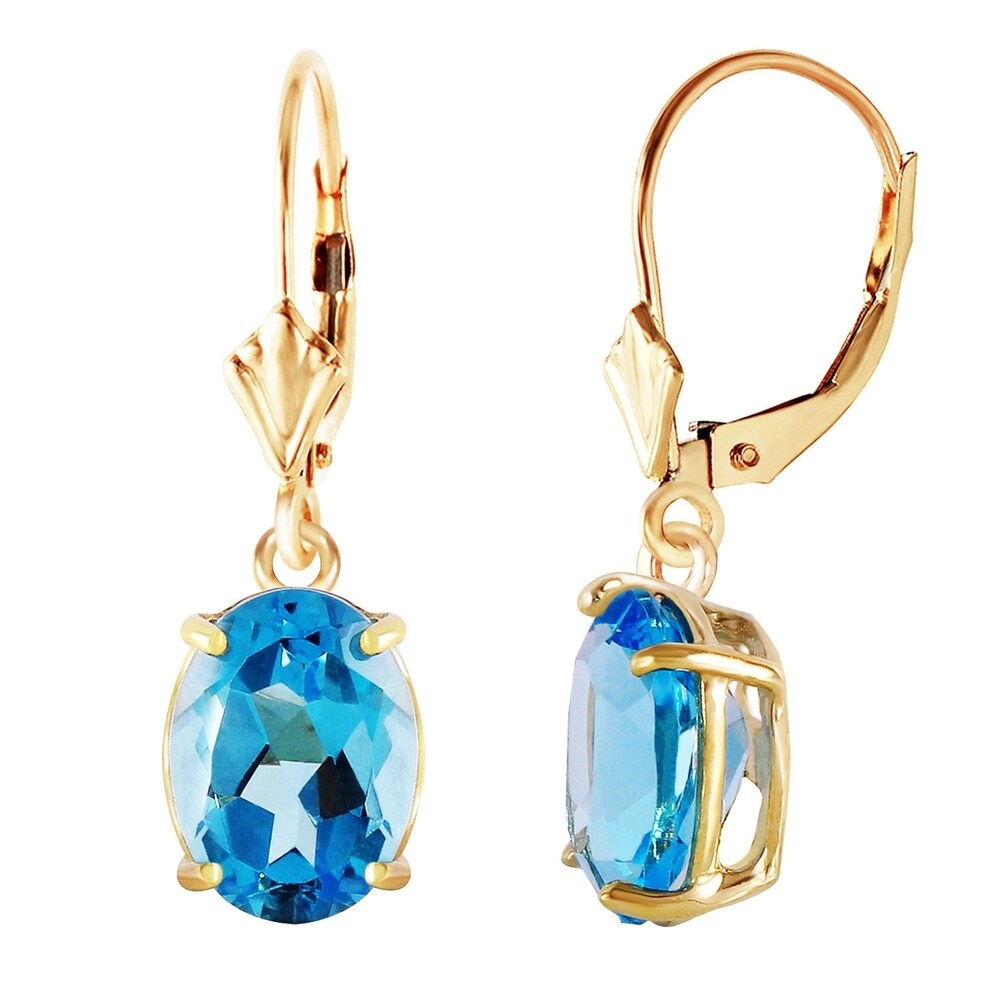 6.25 Carat 14K Solid Gold Encourage Blue Topaz Earrings