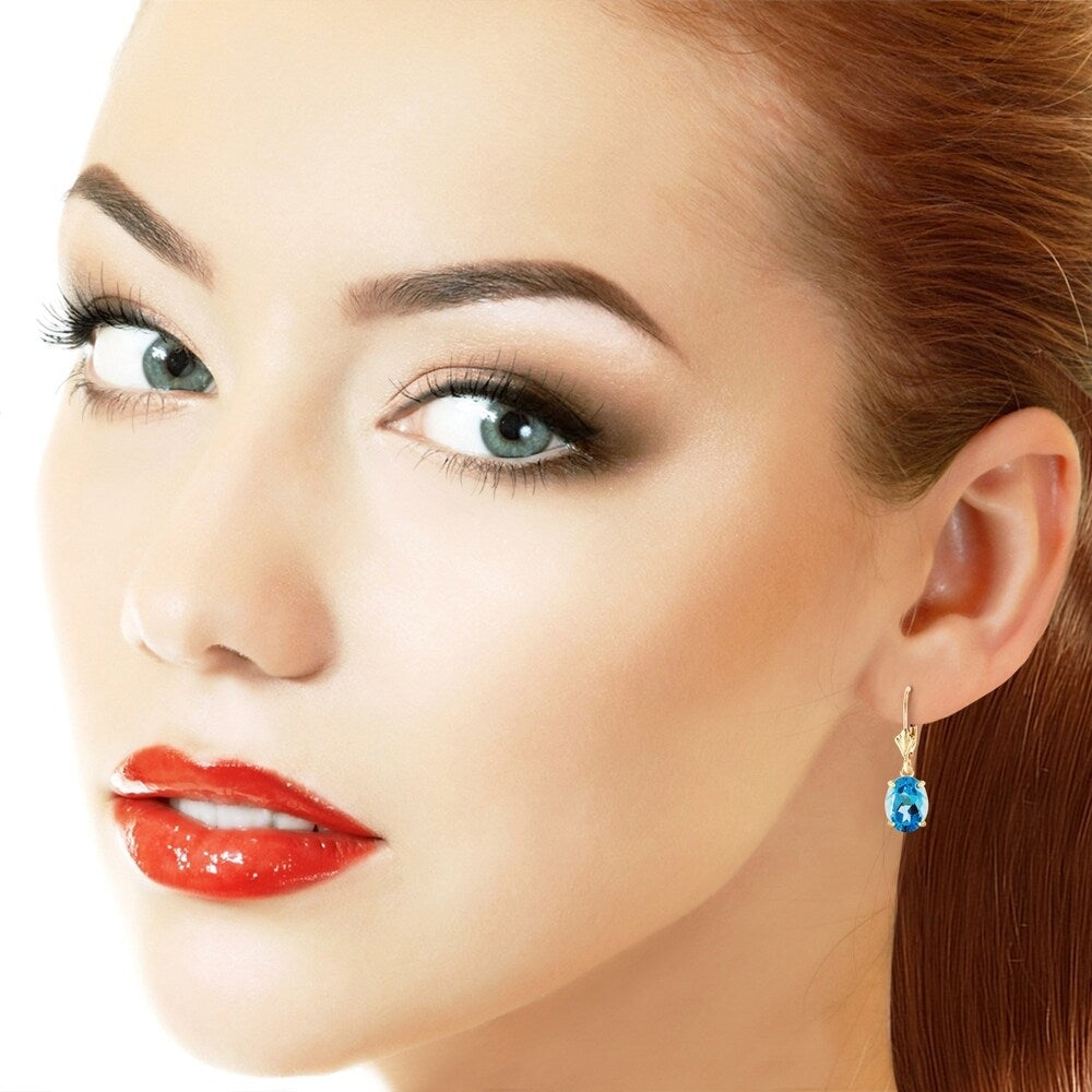 6.25 Carat 14K Solid Gold Encourage Blue Topaz Earrings