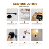 6.3 in. 1-Light Black Industrial Wall Sconce with White Fabric Shade for Bedroom Bathroom(2 Pack) - 23.6 in.