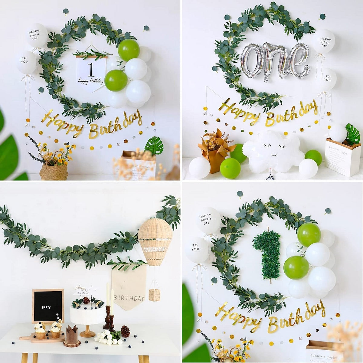 6.5 Feet Artificial Eucalyptus Garland with Willow Leaves Vines Twigs - 12pc