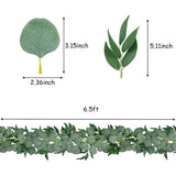 6.5 Feet Artificial Eucalyptus Garland with Willow Leaves Vines Twigs - 3pc