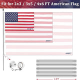 USA American Flag Embroidered Star Stripe With Handheld Aluminum Flagpole