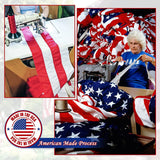 USA American Flag Embroidered Star Stripe With Handheld Aluminum Flagpole