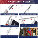 USA American Flag Embroidered Star Stripe With Handheld Aluminum Flagpole