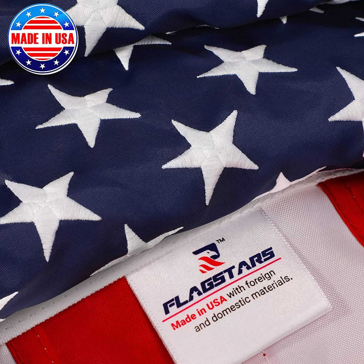 USA American Flag Embroidered Star Stripe With Handheld Aluminum Flagpole