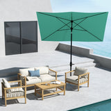 6.5' x 10' Rectangular Market Umbrella, Patio Outdoor Table Umbrella with Crank and Push Button Tilt