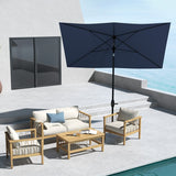 6.5' x 10' Rectangular Market Umbrella, Patio Outdoor Table Umbrella with Crank and Push Button Tilt