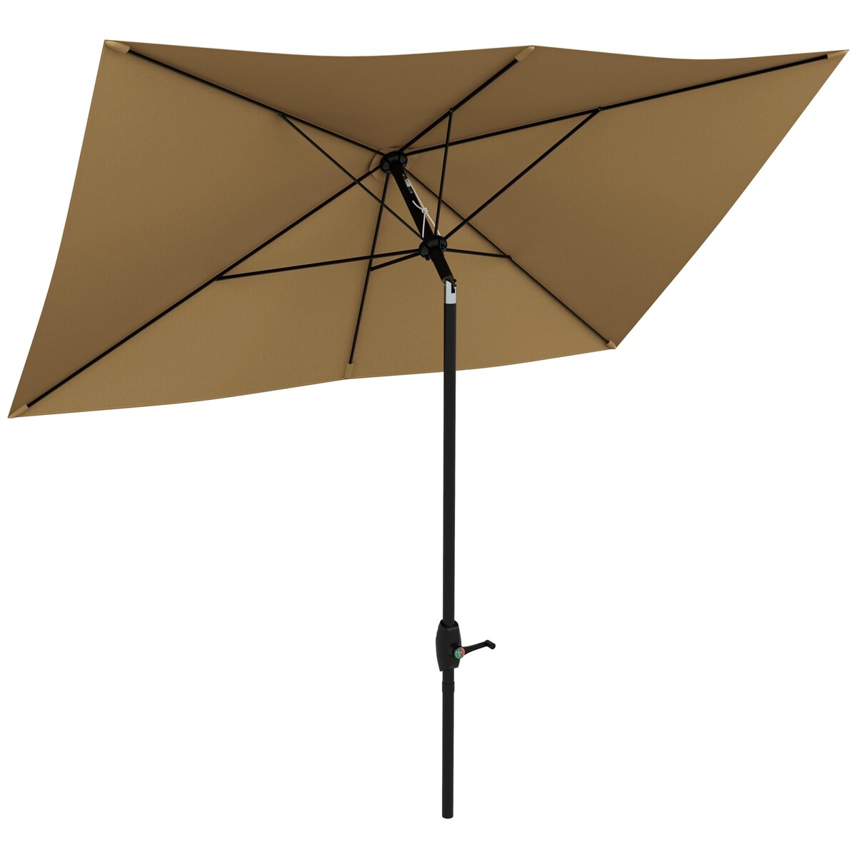 6.5' x 10' Rectangular Market Umbrella, Patio Outdoor Table Umbrella with Crank and Push Button Tilt