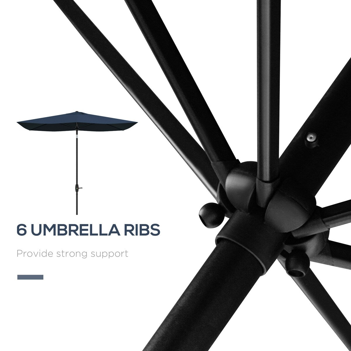 6.5' x 10' Rectangular Market Umbrella, Patio Outdoor Table Umbrella with Crank and Push Button Tilt