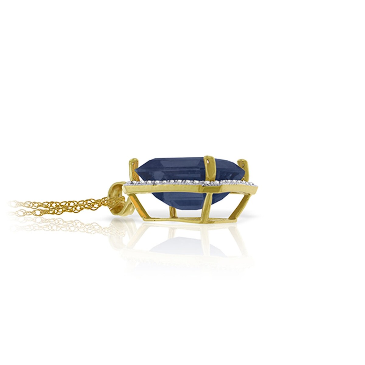 6.6 Carat 14K Solid Gold Gemstone Necklace Natural Diamond Sapphire