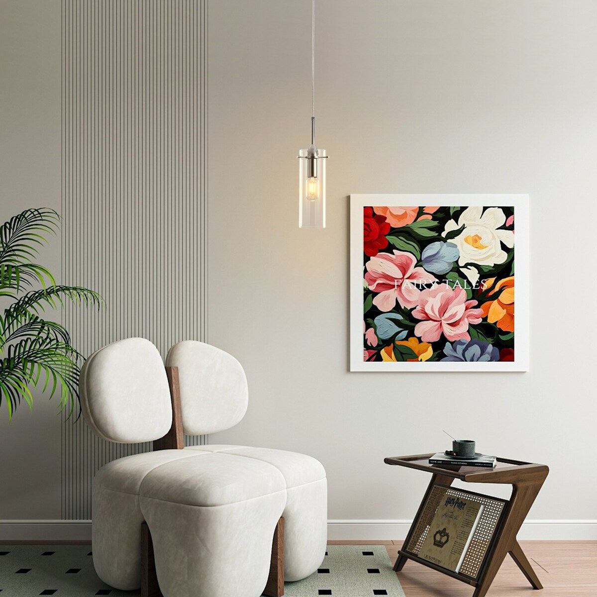 1-light Glass Pendant Light with Adjustable Cord, Semi Flush Mount Chandelier for Dining Room Living Room Bedroom