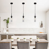 1-light Glass Pendant Light with Adjustable Cord, Semi Flush Mount Chandelier for Dining Room Living Room Bedroom