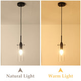 1-light Glass Pendant Light with Adjustable Cord, Semi Flush Mount Chandelier for Dining Room Living Room Bedroom