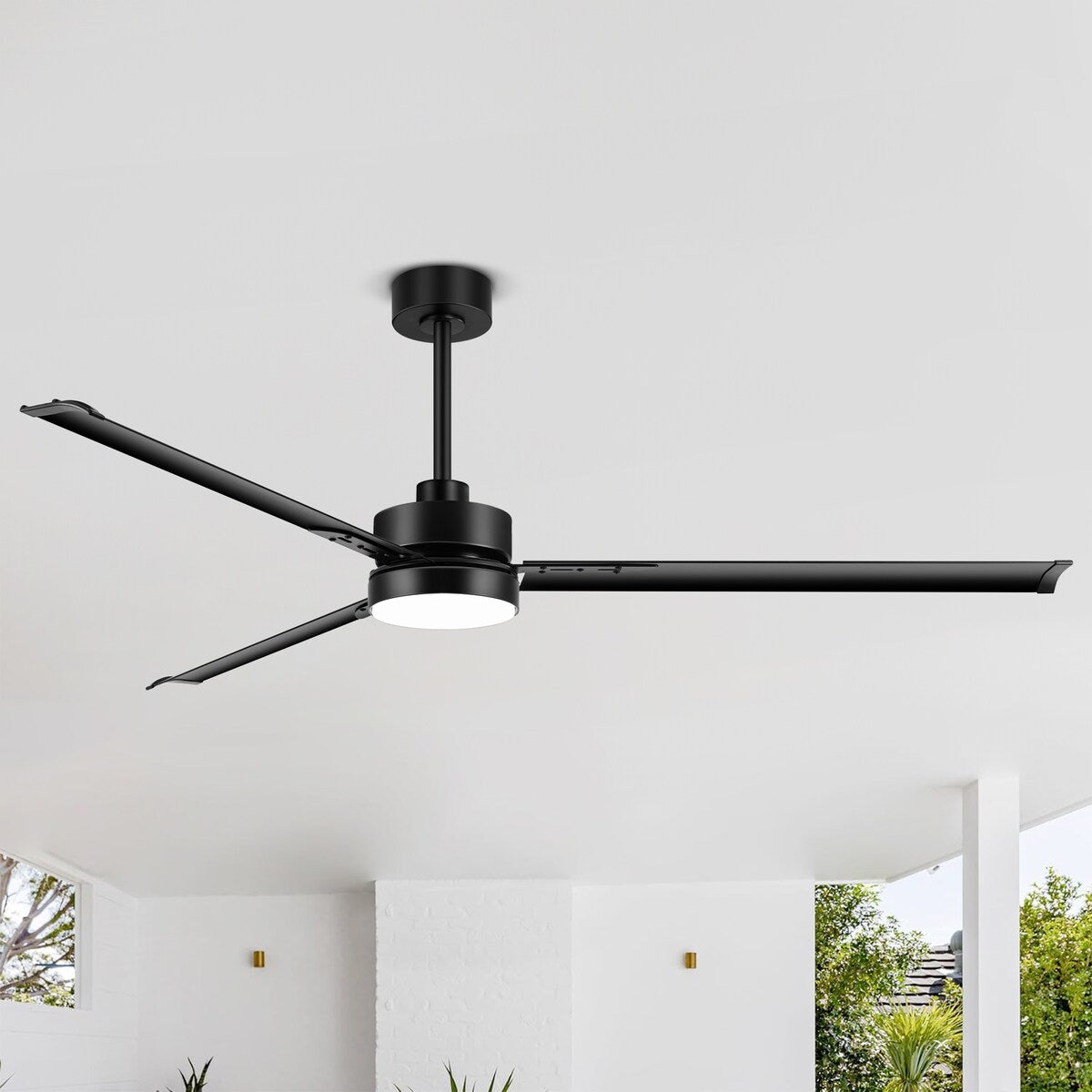72 In LED Black Ceiling Fan with Light and Remote Control - 3 Blade