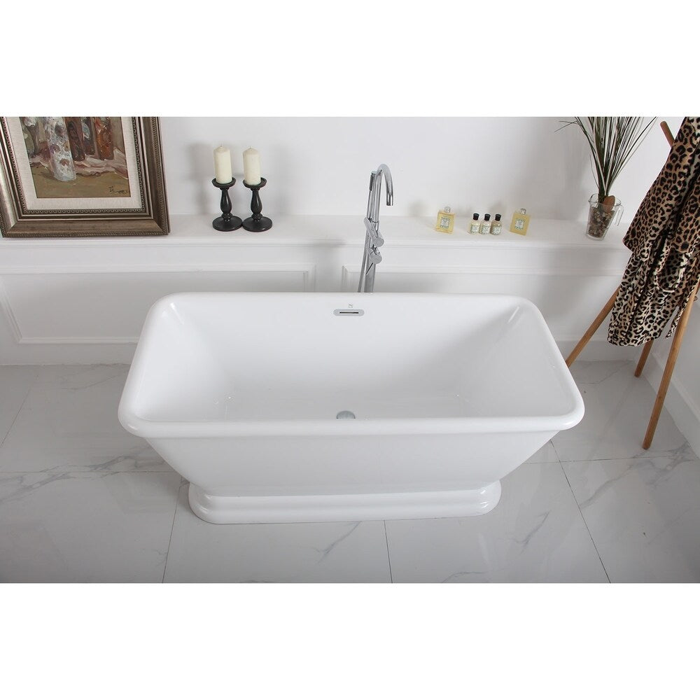 Kingston Brass 60-in Acrylic Double Ended Pedestal Tub with Overflow and Drain