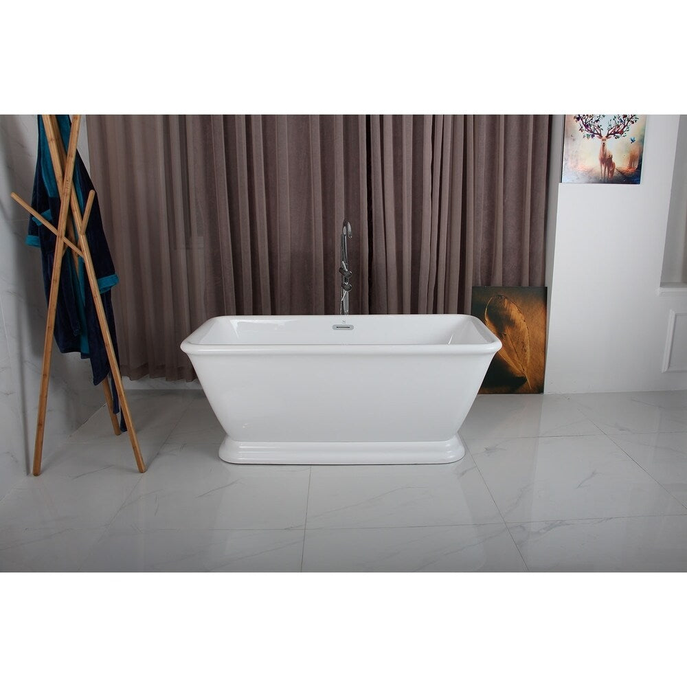 Kingston Brass 60-in Acrylic Double Ended Pedestal Tub with Overflow and Drain