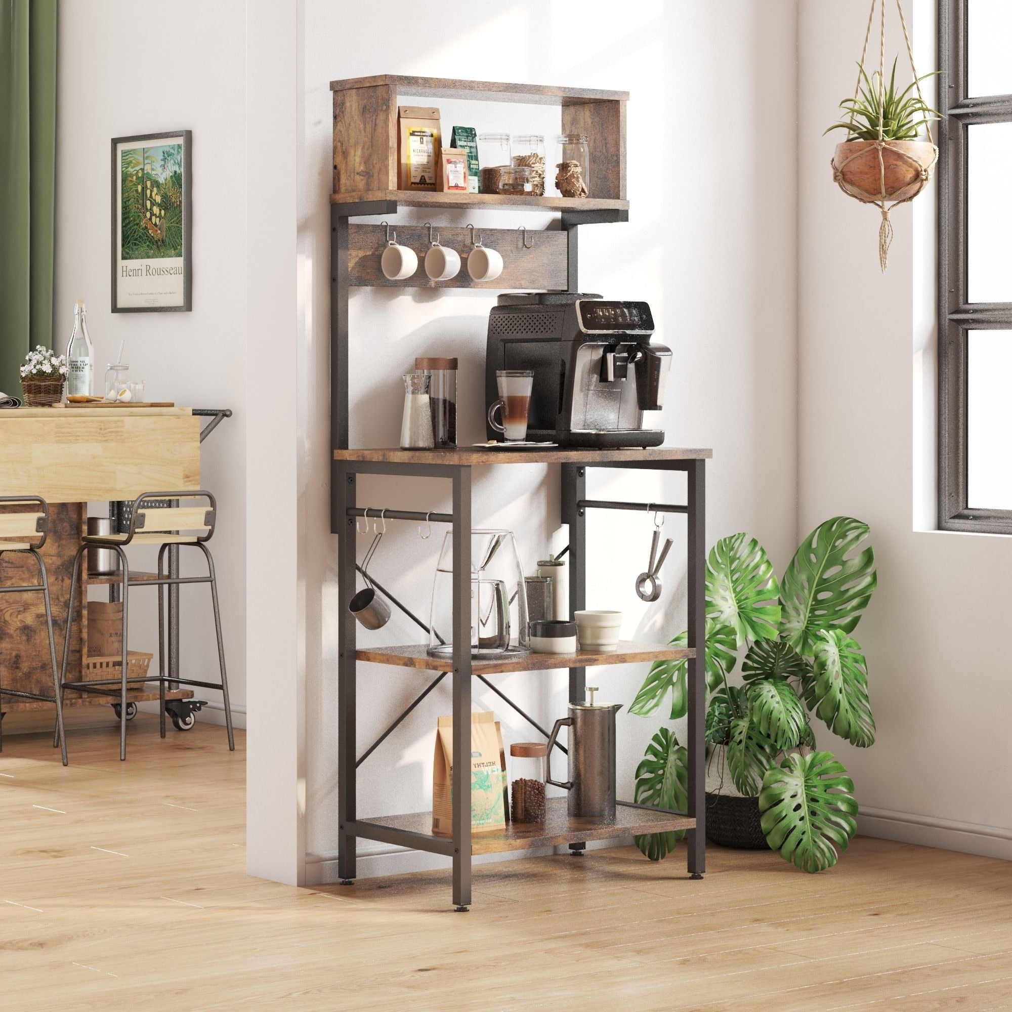 60 Inch Kitchen Baker's Rack with Hutch 8 Side Hooks – Overstock 60 Inch Kitchen Baker's Rack with Hutch 8 Side Hooks – Overstock