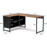 60 Inch Large Corner Desk,L-shaped Desk with Storage Cabinet,Industrial Wood Home Office Desk