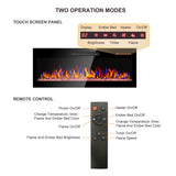 60 Inch Recessed Ultra Thin Tempered Glass Front Wall Mounted Electric Fireplace With Remote And Multi Color Flame & Emberbed