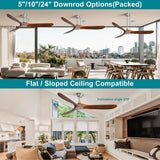 60 Inch Solid Wood Modern Ceiling Fan with Remote