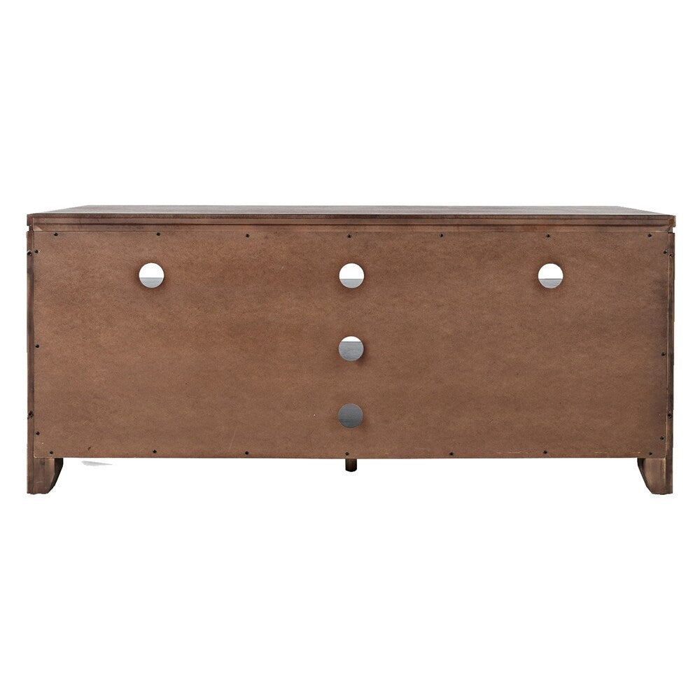 60 Inch Wooden Media Console Table with 3 Open Compartments, Brown