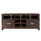60 Inch Wooden Media Console Table with 3 Open Compartments, Brown