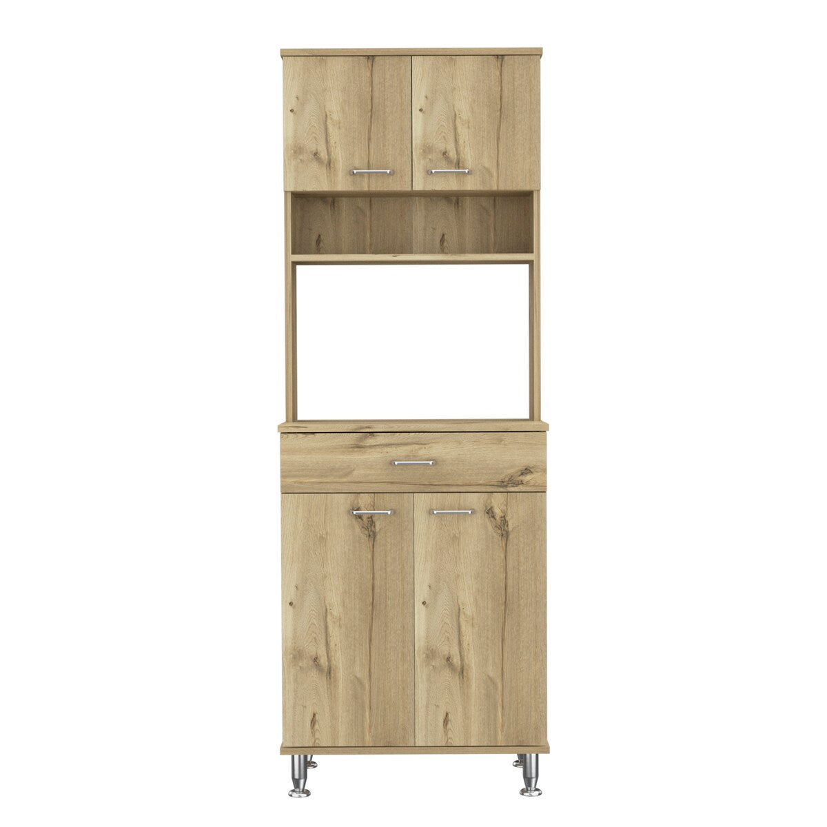 60 Kitchen Pantry with Countertop, Closed & Open Storage -Light Oak