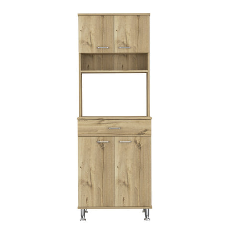60 Kitchen Pantry with Countertop, Closed & Open Storage -Light Oak