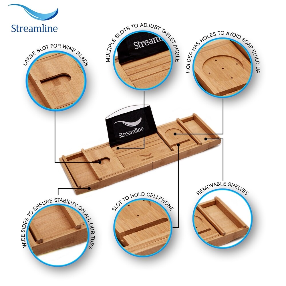 60" Streamline N100GLD-GLD Soaking Clawfoot Tub and Tray With External Drain