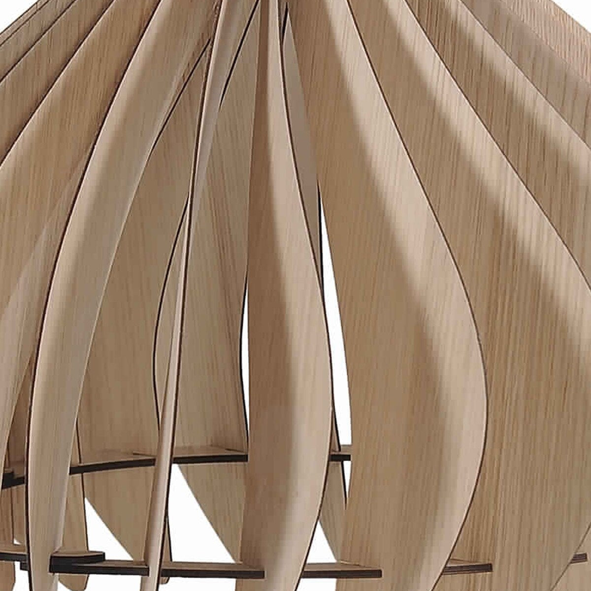 60 Watt Semi Cage Shape Wooden Ceiling Pendant, Oak Brown