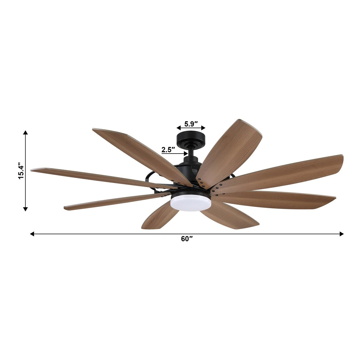 60-in Black Farmhouse Windmill Ceiling Fan with LED Light and Remote