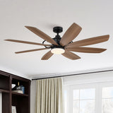 60-in Black Farmhouse Windmill Ceiling Fan with LED Light and Remote