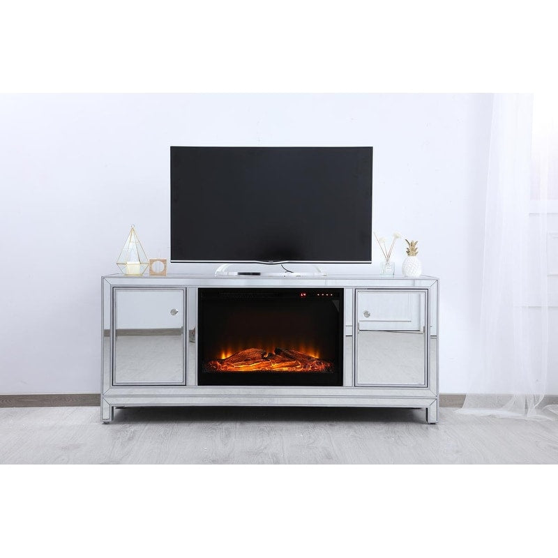 60 in. Mirrored Fireplace TV Stand