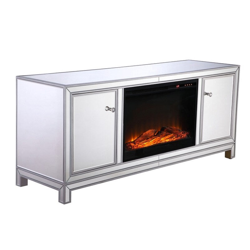 60 in. Mirrored Fireplace TV Stand