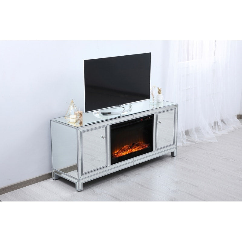 60 in. Mirrored Fireplace TV Stand