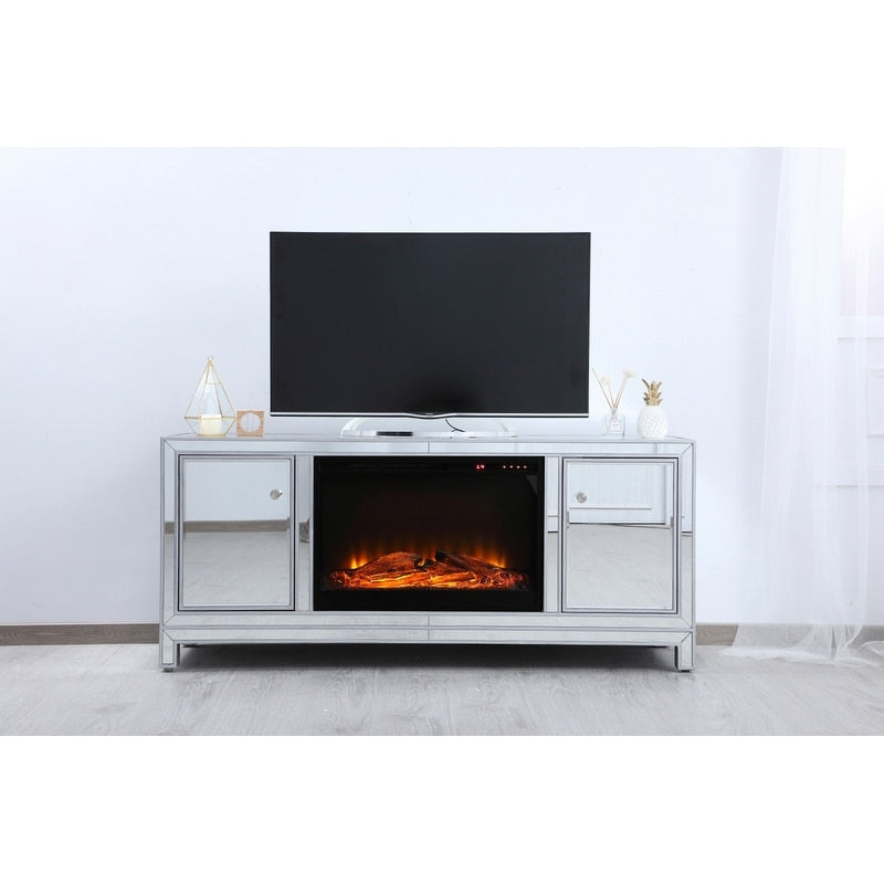 60 in. Mirrored Fireplace TV Stand