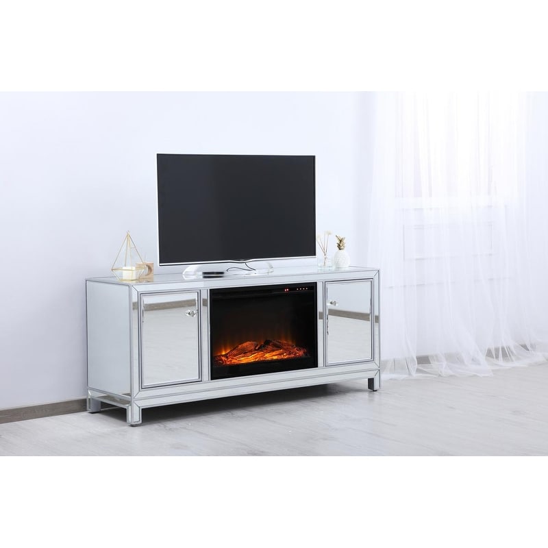 60 in. Mirrored Fireplace TV Stand