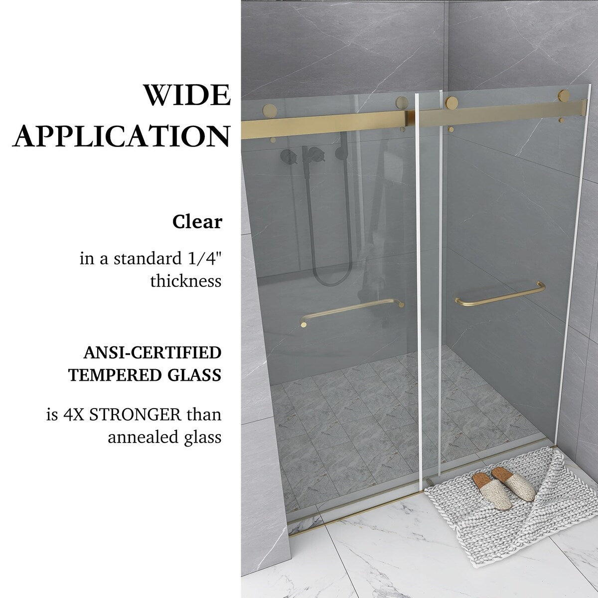 60 in. W x 76 in. H Double Sliding Frameless Shower Door in Stainless Steel Finish with Clear Tempered Glass - N/A