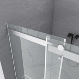60 in. W x 76 in. H Double Sliding Frameless Shower Door in Stainless Steel Finish with Clear Tempered Glass - N/A