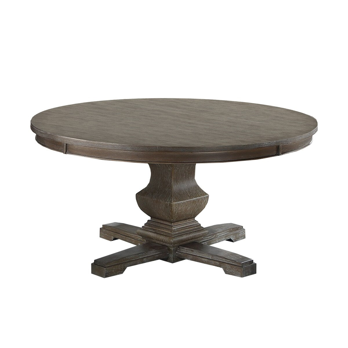 60-inch Round Wooden Dining Table with Pedestal Base in Oak