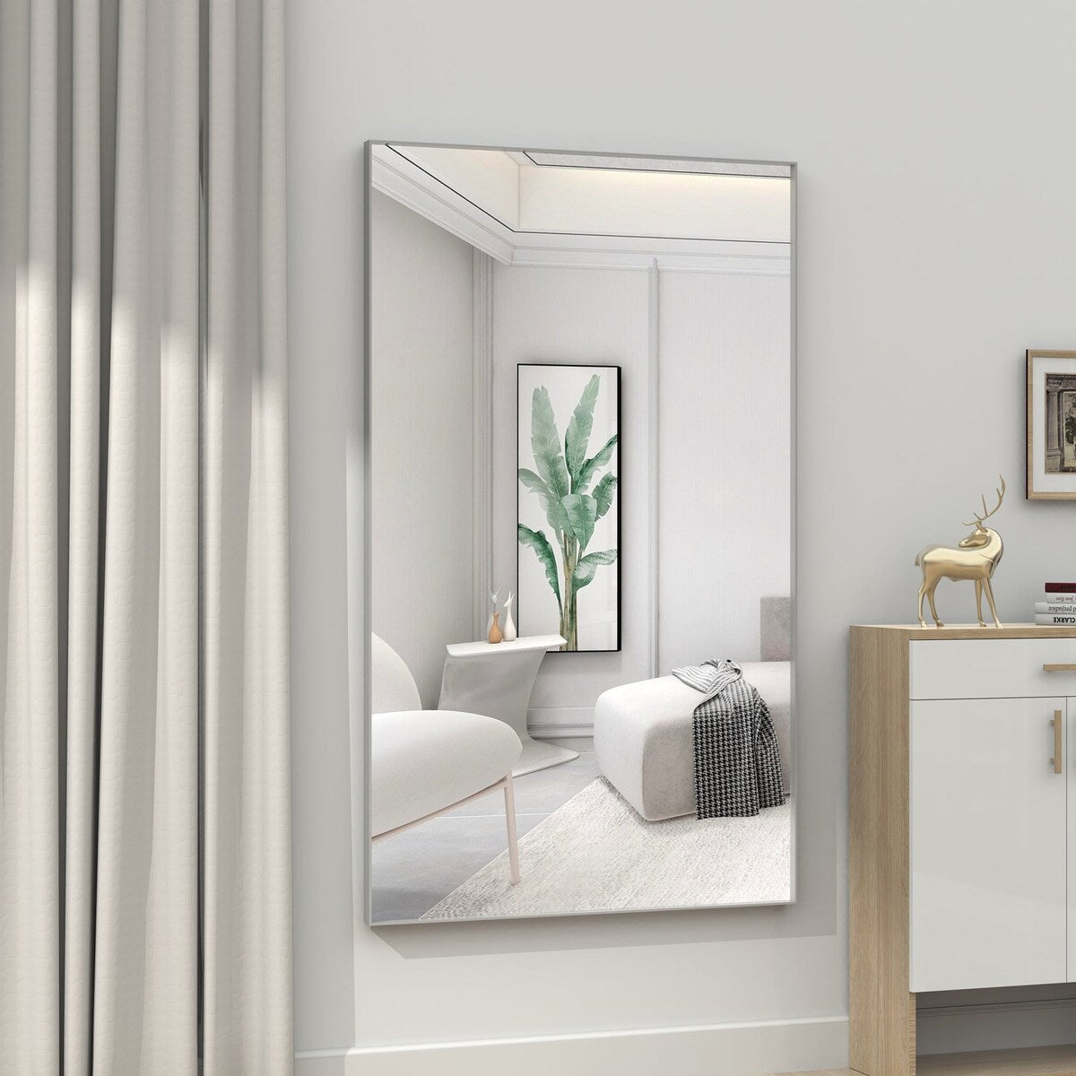 60 inches Rectangular Framed Wall Mounted Mirror with Removable Tray