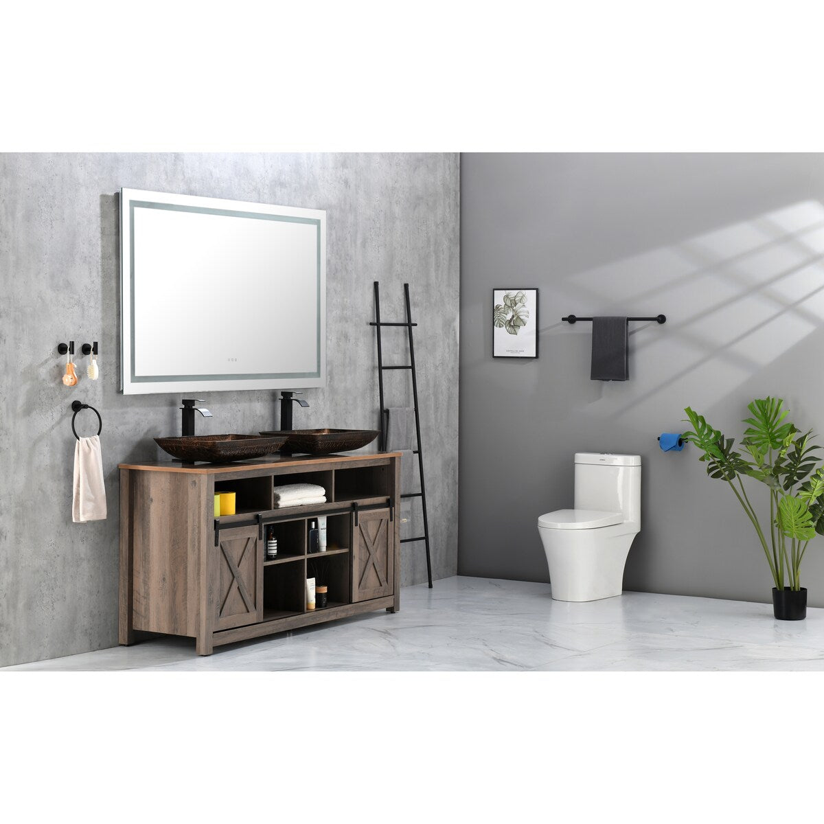 60 x 36 in Frameless LED Single Bathroom Vanity Mirror in Polished Crystal