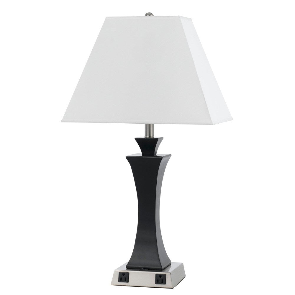 Black and Silver Steel Metal 60-watt 2-outlet Lamp