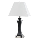 Black and Silver Steel Metal 60-watt 2-outlet Lamp