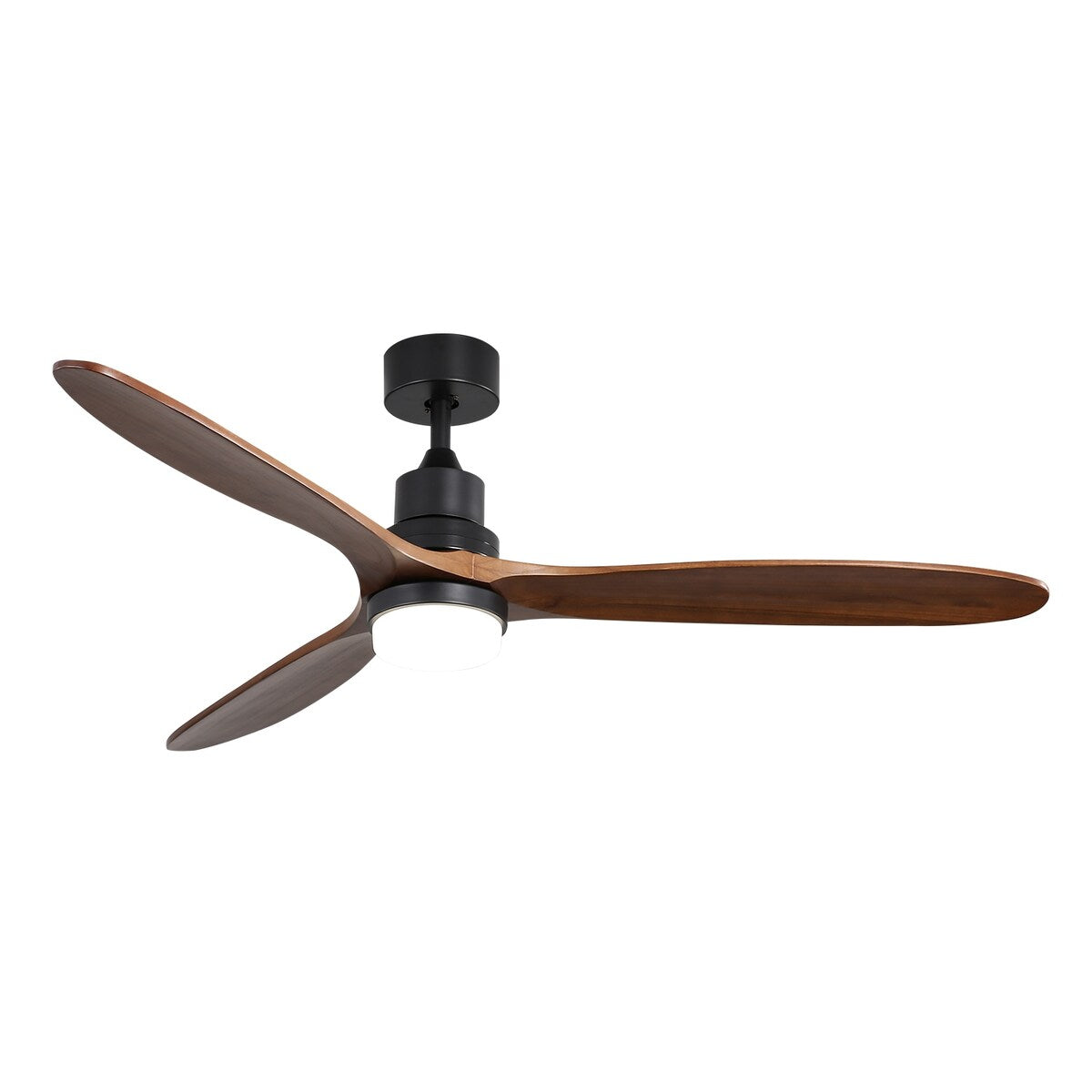 60" 3-Blade Walnut Wood Ceiling Fan with Light Remote Control