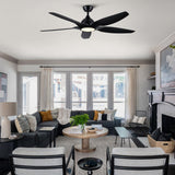 60" Black ABS Blade LED Ceiling Fan with 6-Speed Settings