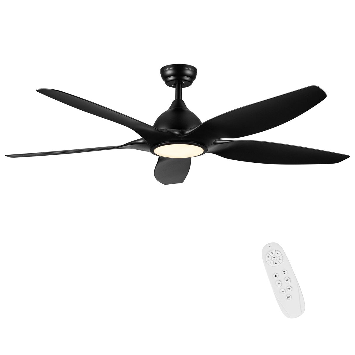 60" Black ABS Blade LED Ceiling Fan with 6-Speed Settings