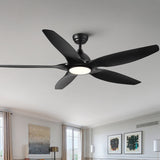 60" Black ABS Blade LED Ceiling Fan with 6-Speed Settings